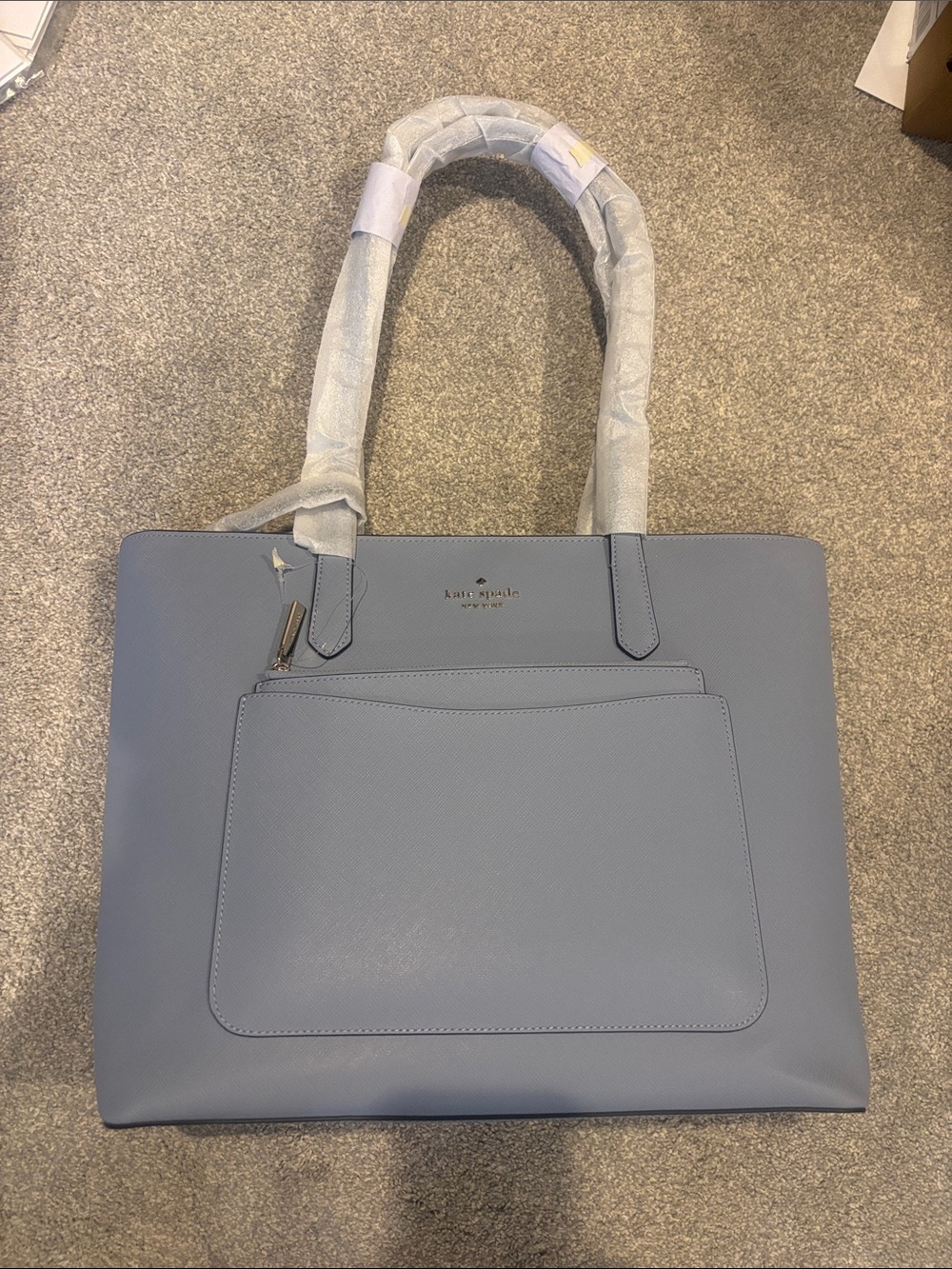 kate spade Light Periwinkle Leather Tote with Front Pocket